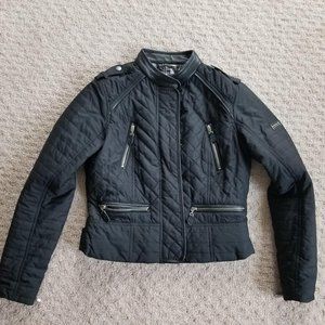 Barbour International Quilted Puffer Short Black Fitted Jacket Sz 8 Retails $300